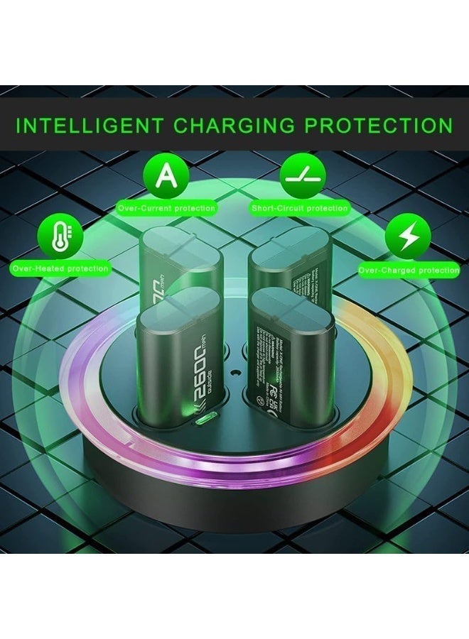 OSHIMA Rechargeable Battery Pack for Xbox Series X|S, Rechargeable Batteries Charger for Xbox Controller Battery Pack, Charger Station, 4 x 2600mAh Controller LED Indicator Dock for One S/One X/Elite - Image 4